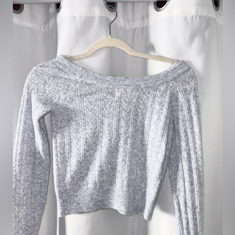 Aeropostale Light Gray Off-the-Shoulder Sweater